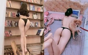 Красивая девушка исследует страсть и удовлетворяет желание