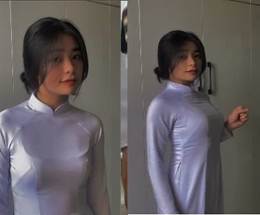 Красивый Ao Dai увлечен в отеле